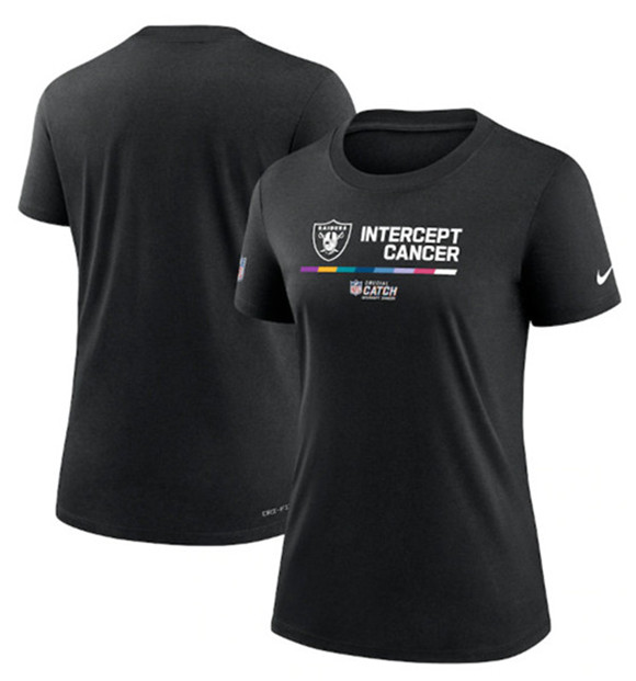 Women's Las Vegas Raiders Black 2022 Crucial Catch Performance T-Shirt(Run Small)